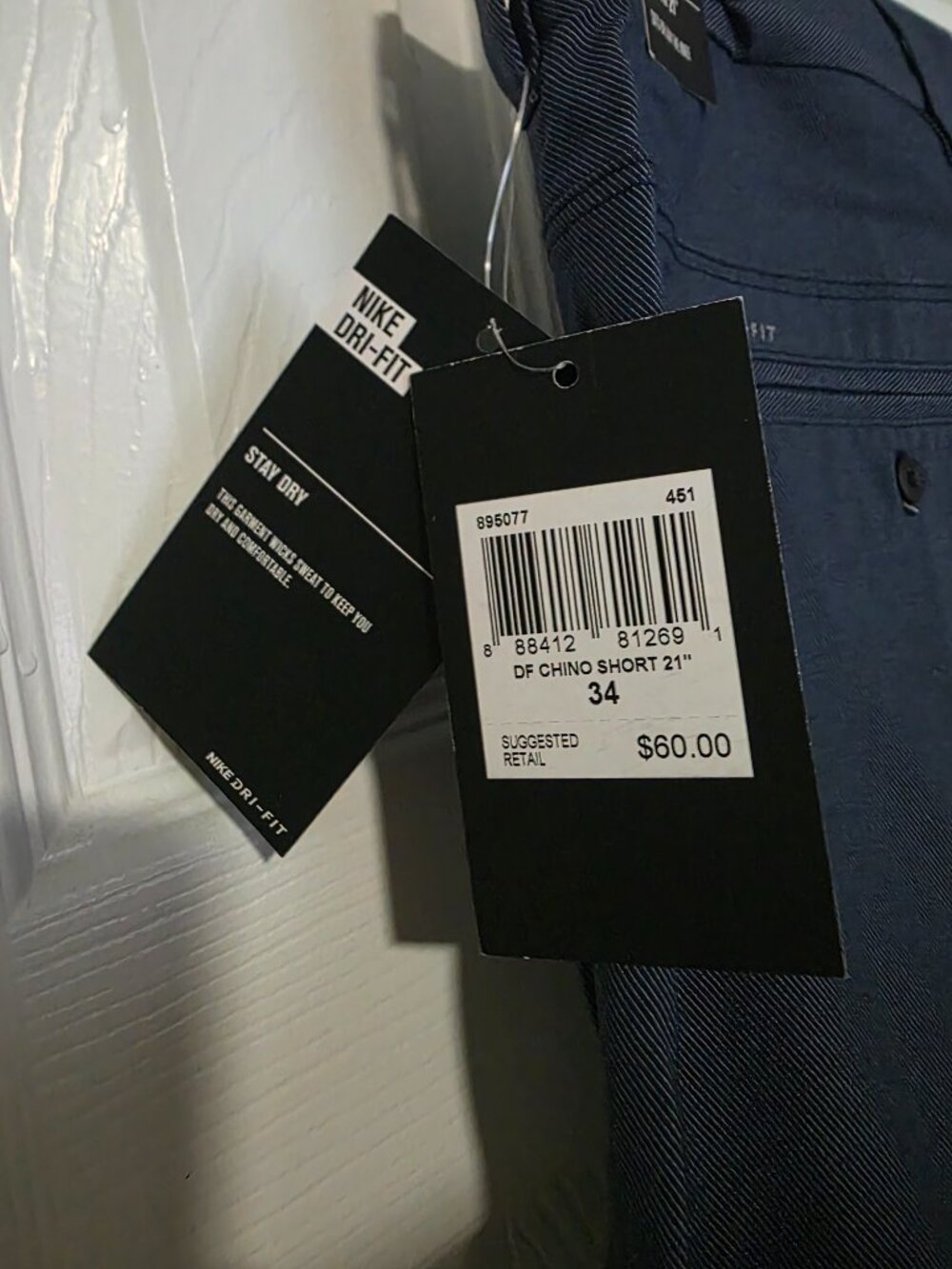 NWT Hurley Nike Dri-FIT Chino Shorts Men’s 34 Navy 21” Regular Fit - Picture 4 of 4